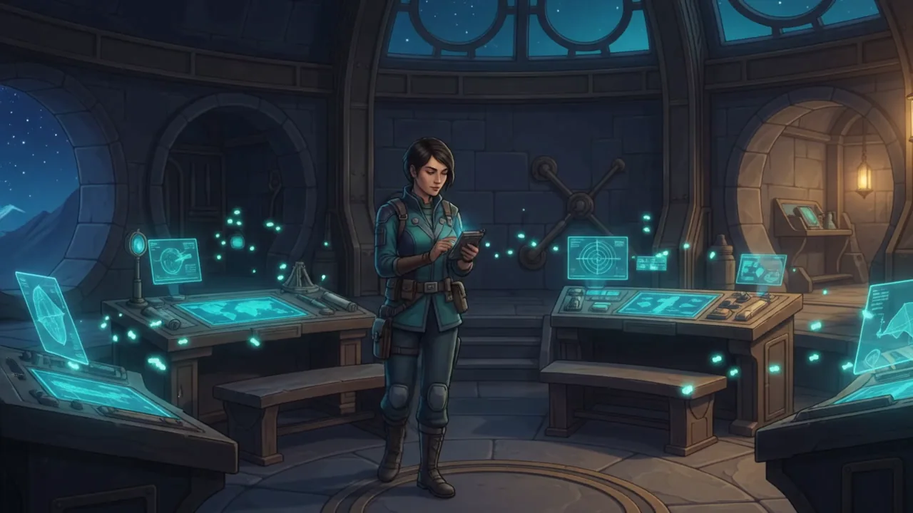 A navigator studies instruments in the Nexus chamber.